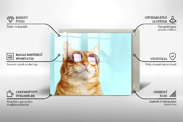 Zaščitna plošča za štedilnik Rdeča mačka z očali