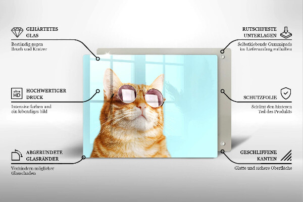 Zaščitna plošča za štedilnik Rdeča mačka z očali