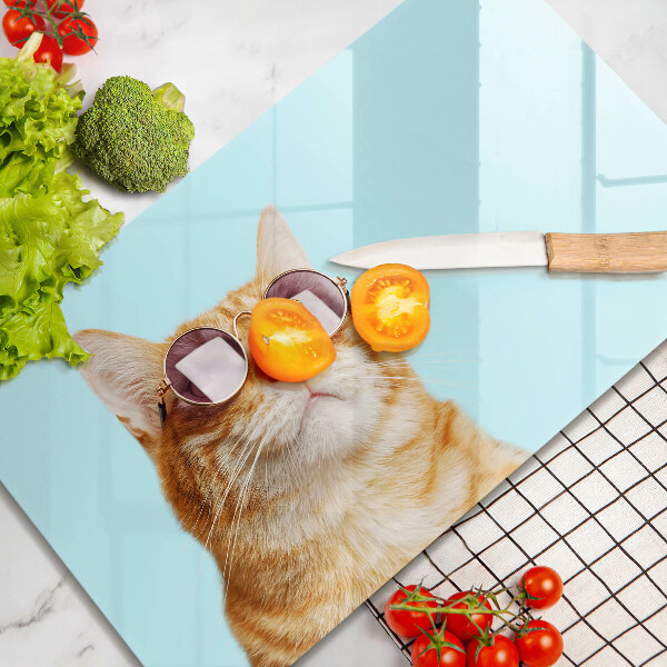 Zaščitna plošča za štedilnik Rdeča mačka z očali