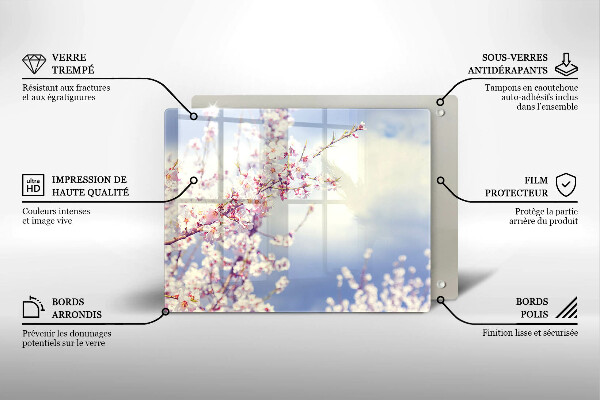 Zaščitna plošča za štedilnik Cvetoče drevo