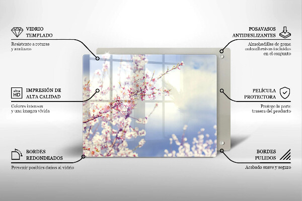 Zaščitna plošča za štedilnik Cvetoče drevo