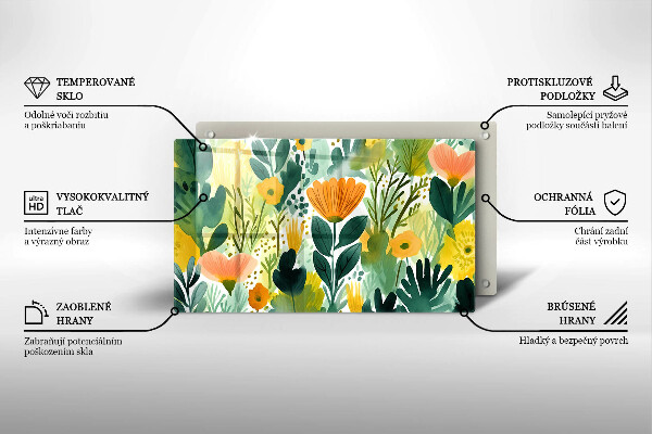 Zaščitna plošča za štedilnik Poslikane rože