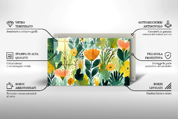 Zaščitna plošča za štedilnik Poslikane rože