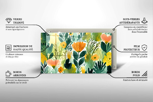 Zaščitna plošča za štedilnik Poslikane rože