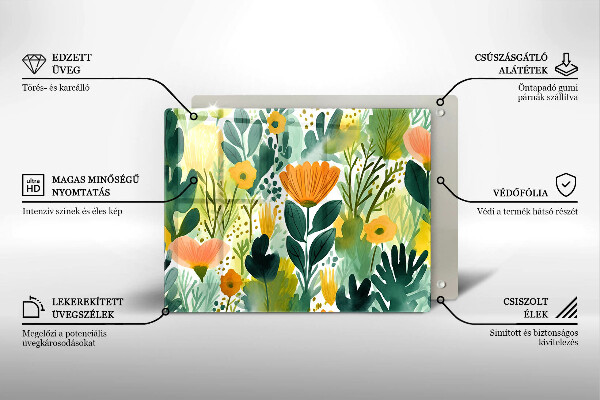 Zaščitna plošča za štedilnik Poslikane rože