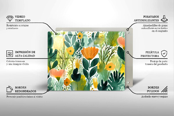 Zaščitna plošča za štedilnik Poslikane rože