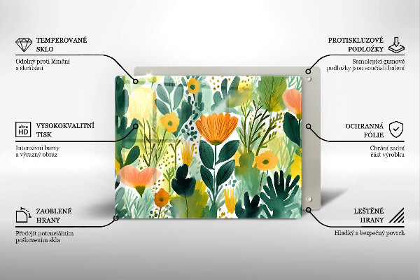 Zaščitna plošča za štedilnik Poslikane rože