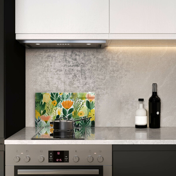 Zaščitna plošča za štedilnik Poslikane rože