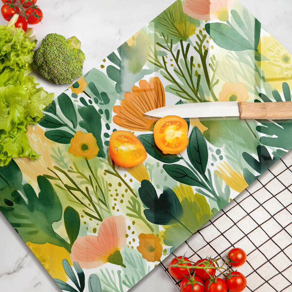 Zaščitna plošča za štedilnik Poslikane rože