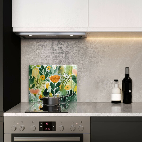 Zaščitna plošča za štedilnik Poslikane rože