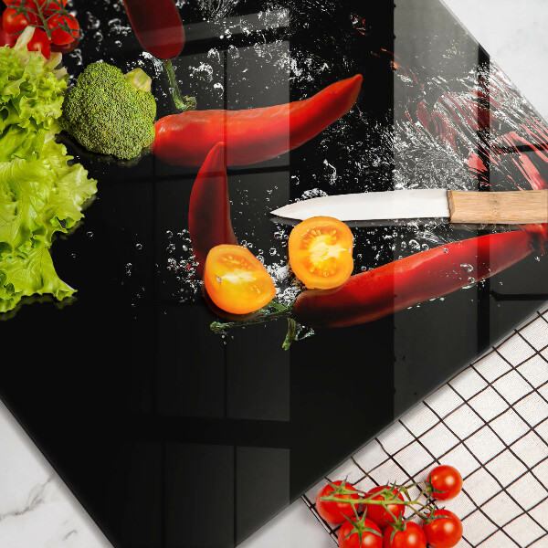Stenska zaščitna plošča za štedilnik Čili paprike v vodi
