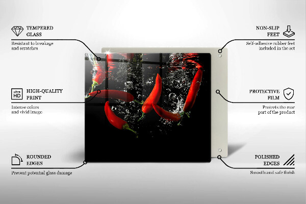 Stenska zaščitna plošča za štedilnik Čili paprike v vodi