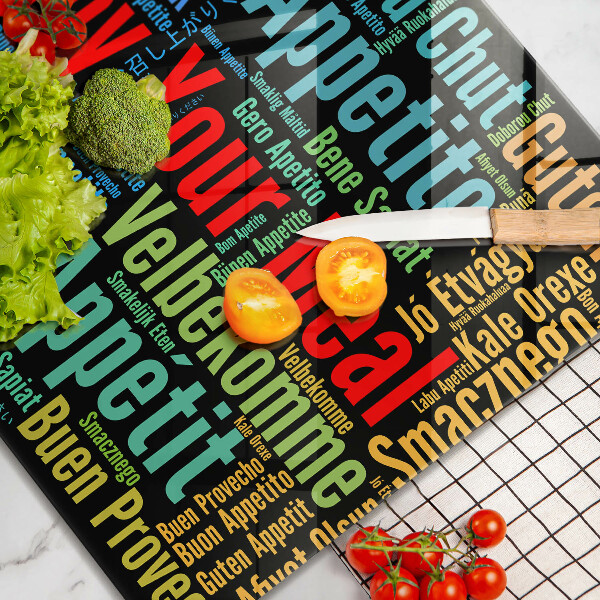 Stenska zaščitna plošča za štedilnik Podnapisi Bon appetit jeziki