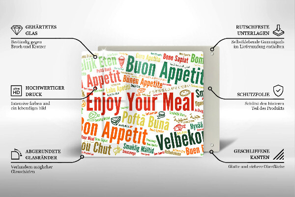 Stenska zaščitna plošča za štedilnik Podnapisi Bon appetit jeziki