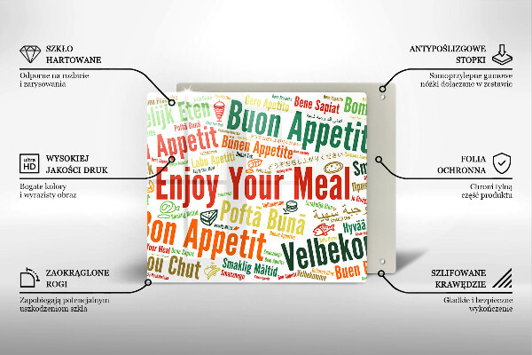 Stenska zaščitna plošča za štedilnik Podnapisi Bon appetit jeziki