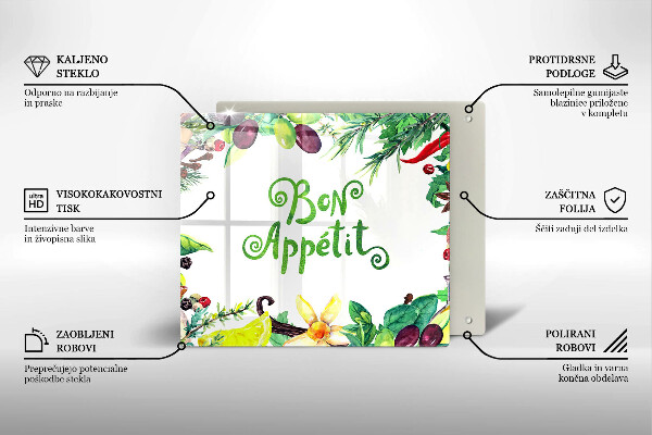 Stenska zaščitna plošča za štedilnik Napis Bon Appetit