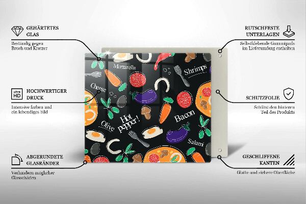 Zaščitna plošča za štedilnik Ilustracija hrane
