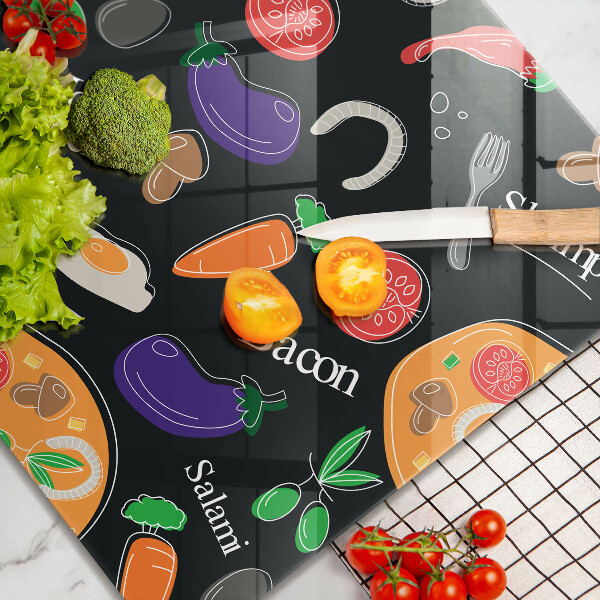 Zaščitna plošča za štedilnik Ilustracija hrane