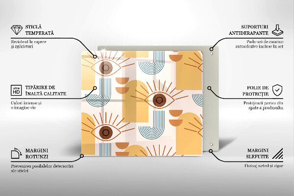 Zaščitna plošča za štedilnik Boho vzorec oči