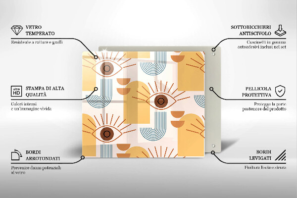 Zaščitna plošča za štedilnik Boho vzorec oči