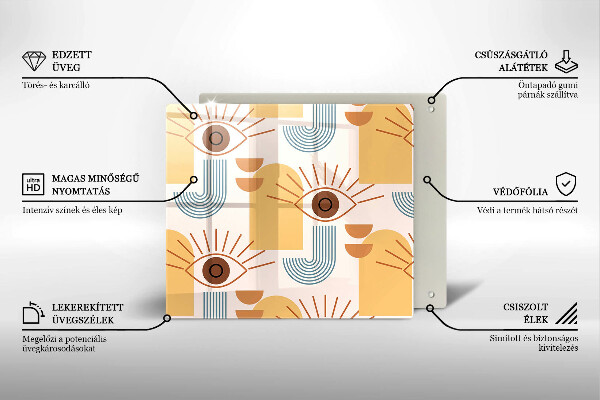 Zaščitna plošča za štedilnik Boho vzorec oči