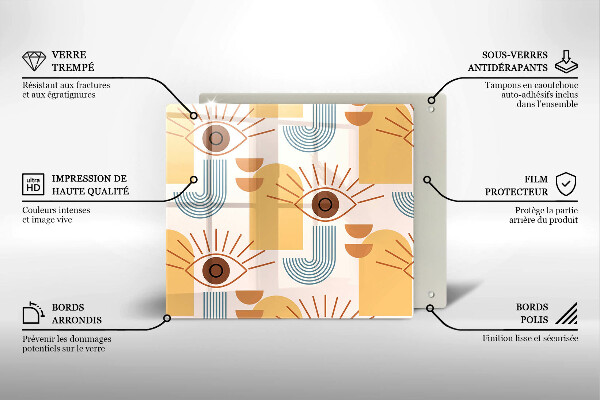 Zaščitna plošča za štedilnik Boho vzorec oči