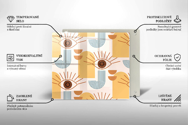 Zaščitna plošča za štedilnik Boho vzorec oči