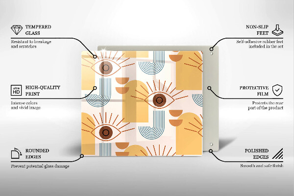 Zaščitna plošča za štedilnik Boho vzorec oči