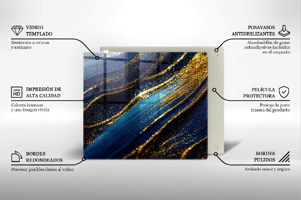 Zaščitna plošča za štedilnik Mornarsko modra abstrakcija
