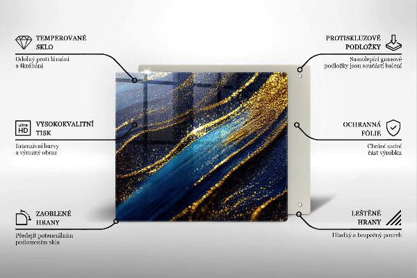 Zaščitna plošča za štedilnik Mornarsko modra abstrakcija
