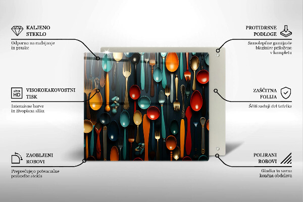 Zaščitna plošča za štedilnik Pisane žlice in vilice