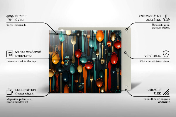 Zaščitna plošča za štedilnik Pisane žlice in vilice