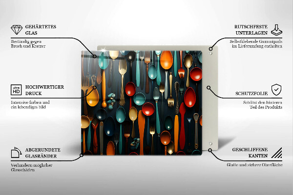 Zaščitna plošča za štedilnik Pisane žlice in vilice