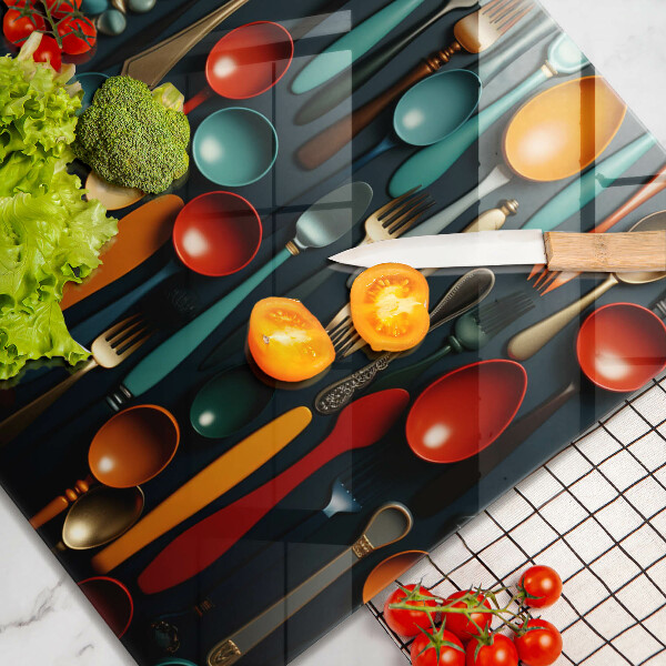 Zaščitna plošča za štedilnik Pisane žlice in vilice