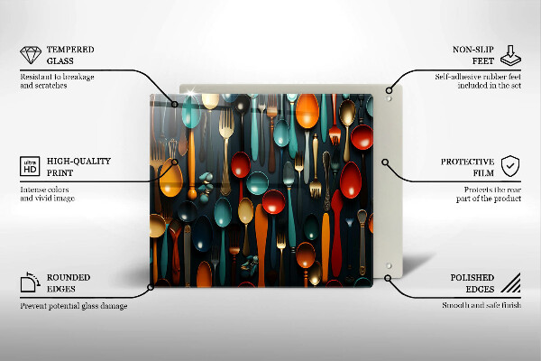 Zaščitna plošča za štedilnik Pisane žlice in vilice