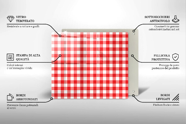 Zaščitna plošča za štedilnik Rdeče-bel karo vzorec