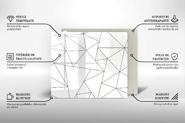 Zaščitna plošča za štedilnik Beli trikotniki