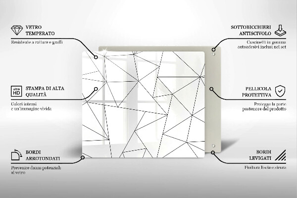 Zaščitna plošča za štedilnik Beli trikotniki