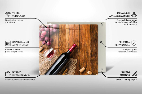 Zaščitna plošča za štedilnik Steklenica rdečega vina