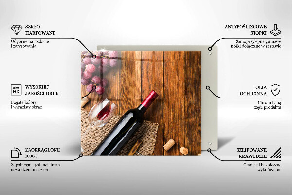 Zaščitna plošča za štedilnik Steklenica rdečega vina