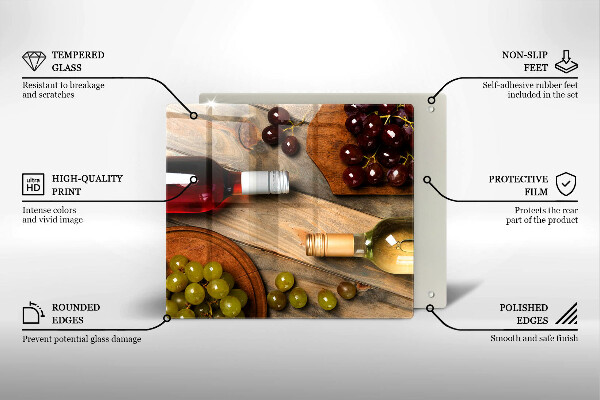 Zaščitna plošča za štedilnik Vinske steklenice in grozdje