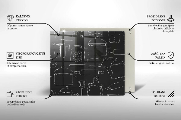 Zaščitna plošča za štedilnik Risani kuhinjski dodatki