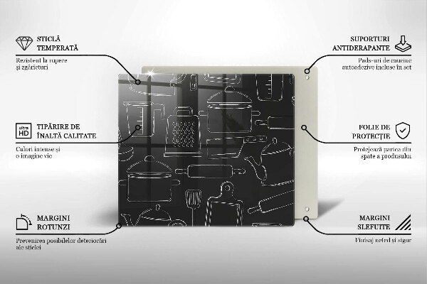 Zaščitna plošča za štedilnik Risani kuhinjski dodatki