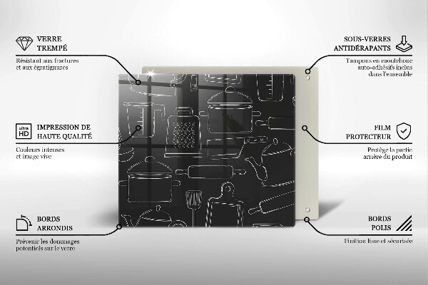Zaščitna plošča za štedilnik Risani kuhinjski dodatki