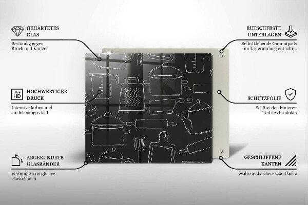 Zaščitna plošča za štedilnik Risani kuhinjski dodatki