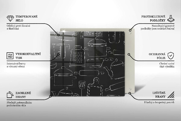 Zaščitna plošča za štedilnik Risani kuhinjski dodatki
