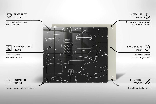 Zaščitna plošča za štedilnik Risani kuhinjski dodatki