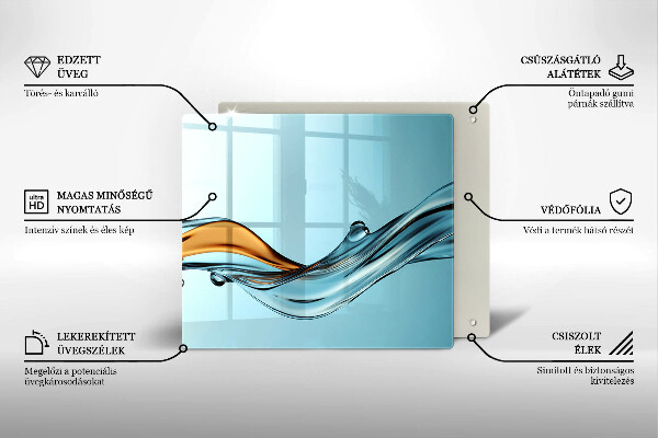 Zaščitna plošča za štedilnik Voda na modrem ozadju