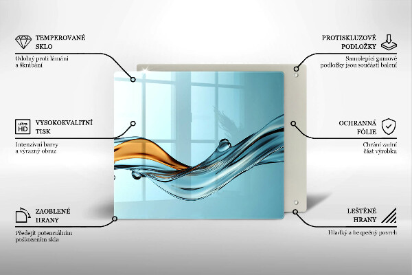 Zaščitna plošča za štedilnik Voda na modrem ozadju