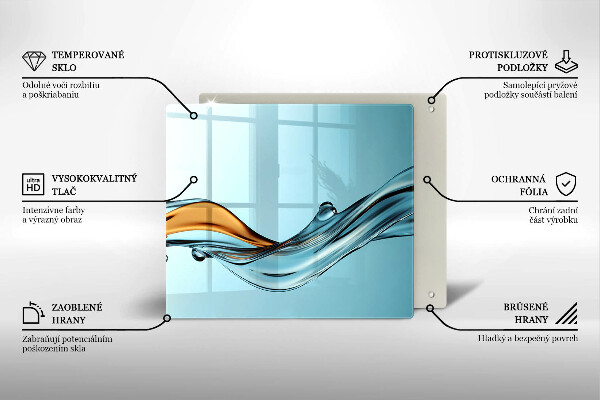 Zaščitna plošča za štedilnik Voda na modrem ozadju